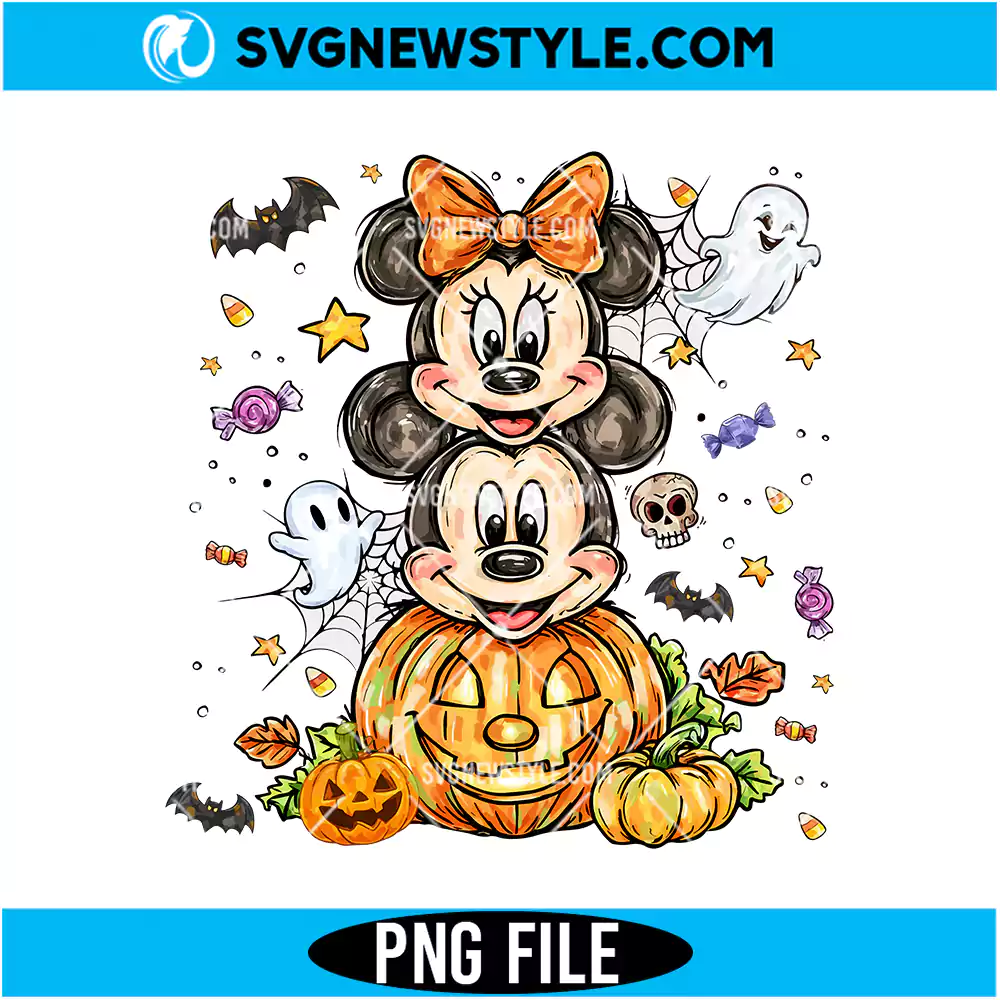 Mickey Minnie Mouse Stack Pumpkin Halloween PNG Digital Download | Cute Clipart 1 Mickey Minnie Mouse Stack Pumpkin Halloween PNG