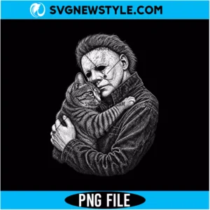 Michael Myers Holding Cat Png Digital Download | Spooky Cat Graphic