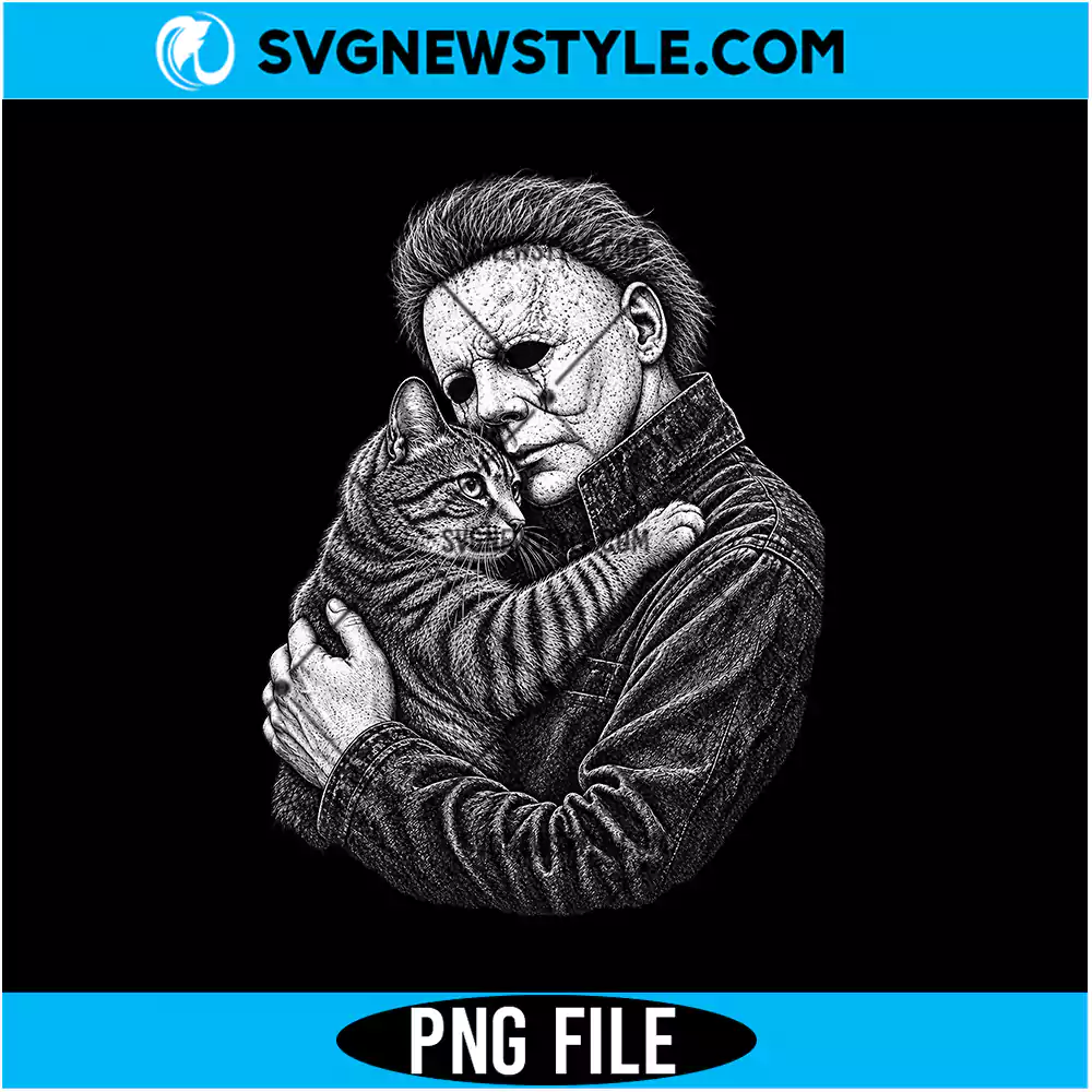 Michael Myers Holding Cat Png Digital Download | Spooky Cat Graphic 1 Michael Myers Holding Cat Png