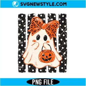 Preppy Halloween Ghost Polka Dots Png