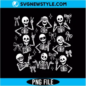 Retro Halloween Funny Skeleton Bow Png Digital Download | Spooky Season Clipart