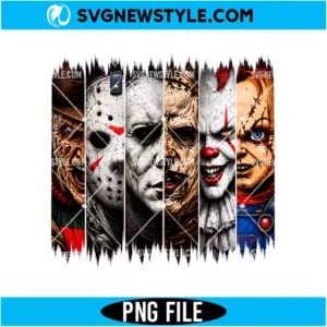 Horror Movie Characters Retro Halloween PNG Digital Download | Vintage Horror Clipart