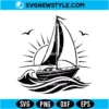 Sailboat Ocean Waves SVG Digital Download | Beach Ocean Cricut Design 2 Sailboat Ocean Waves SVG