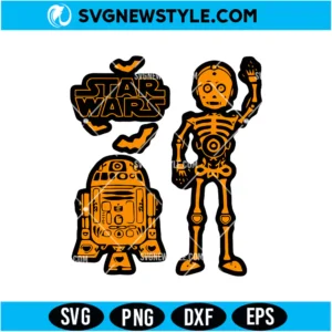 Star Wars Halloween C-3PO and R2-D2 SVG Digital Download | Spooky Sci-Fi Cut File