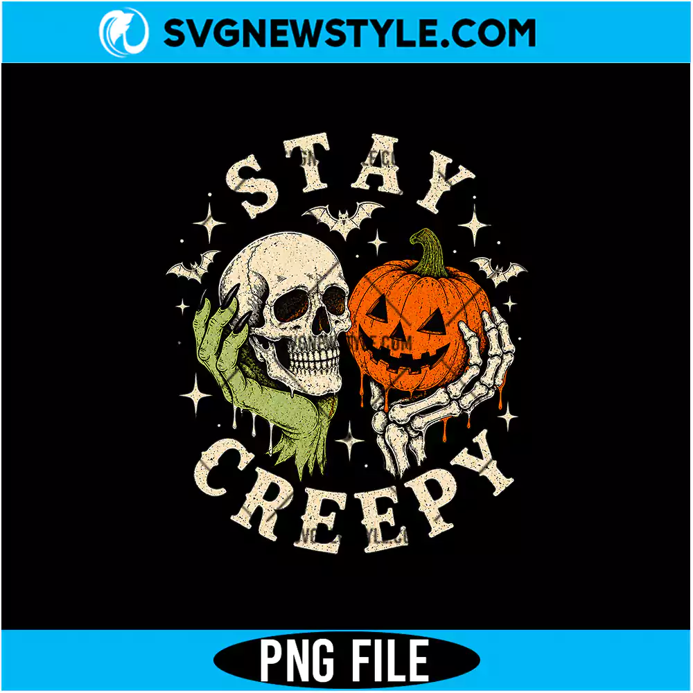 Stay Creepy Skull Pumpkin Halloween PNG | Halloween Skull Pumpkin Clipart 1 Stay Creepy Skull Pumpkin Halloween PNG