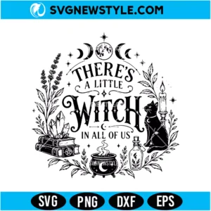 Vintage Witchcore Cat Cauldron Svg