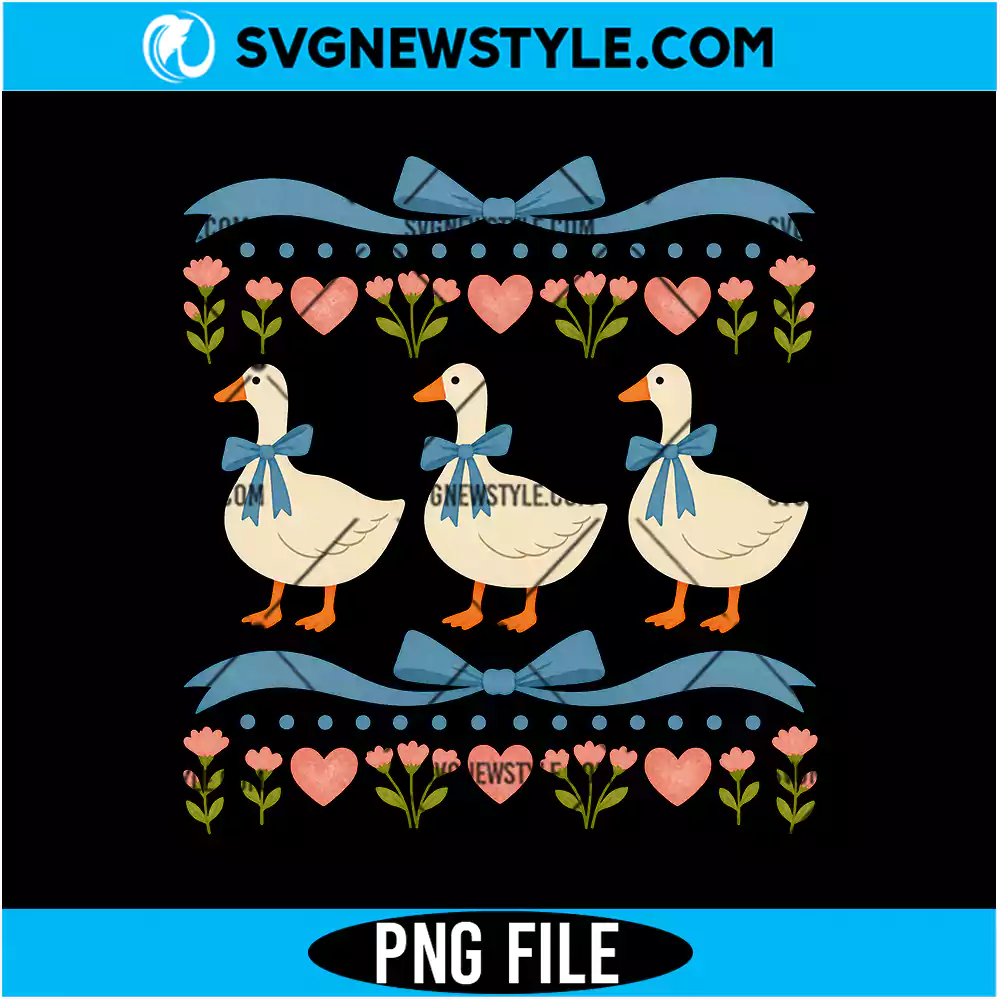 Vintage Blue Ribbon Goose Png Digital Download | Quirky Farm Animal Graphic 1 Vintage Blue Ribbon Goose Png