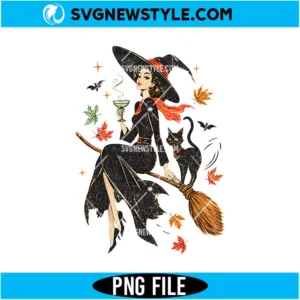 Vintage Witch And Cat Ringer PNG