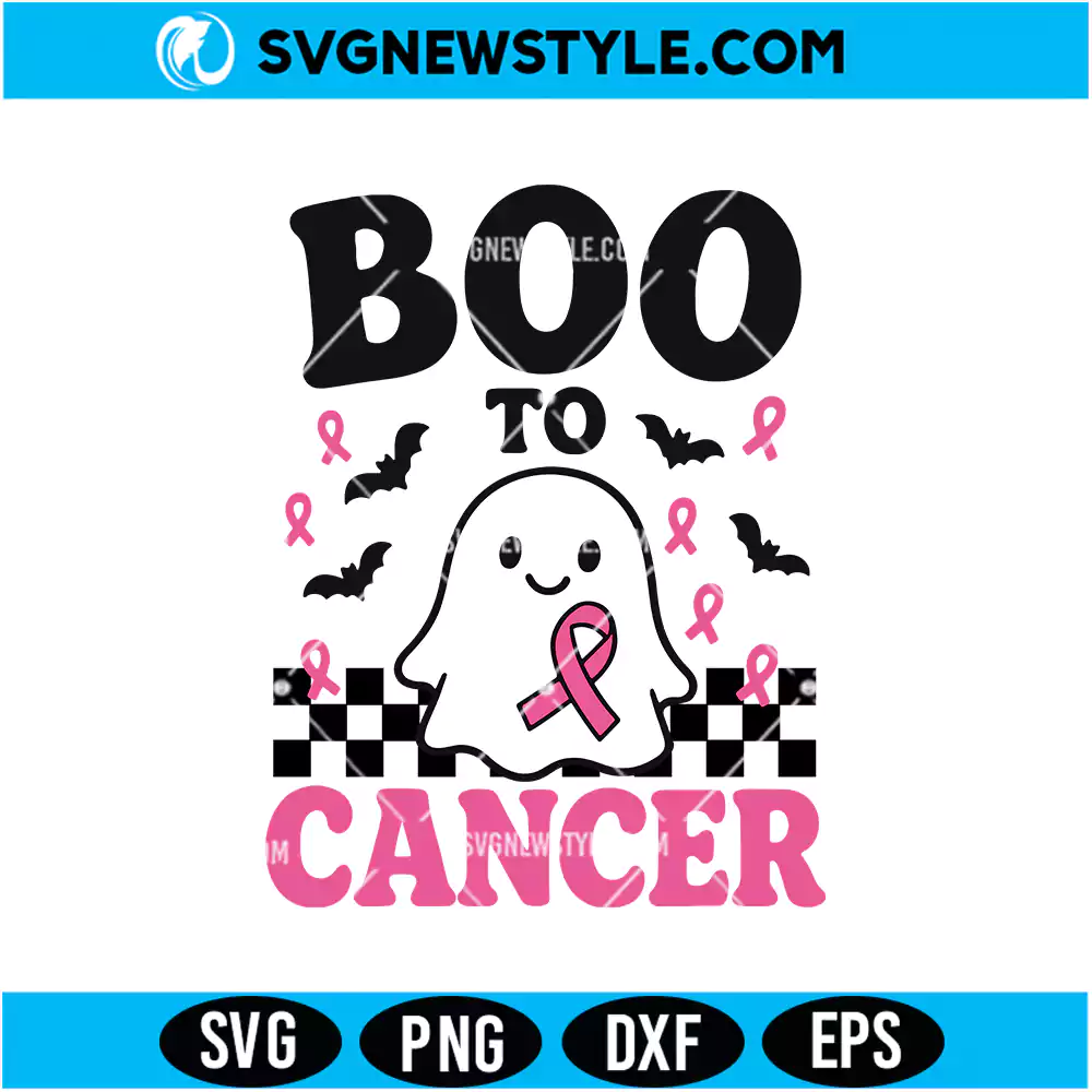 Boo To Cancer Ghost SVG | Cancer Support Ghost Clipart, Digital Download 1 Boo To Cancer Ghost SVG