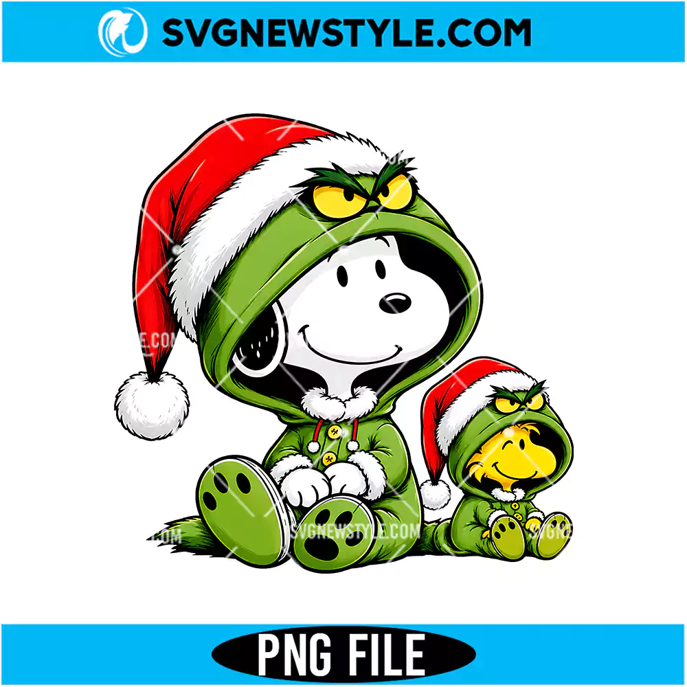 Snoopy Woodstock Grinch Christmas PNG | Peanuts Grinch Clipart, Digital Download 1 Snoopy Woodstock Grinch Christmas PNG