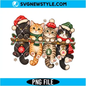 Cute Christmas Cats PNG