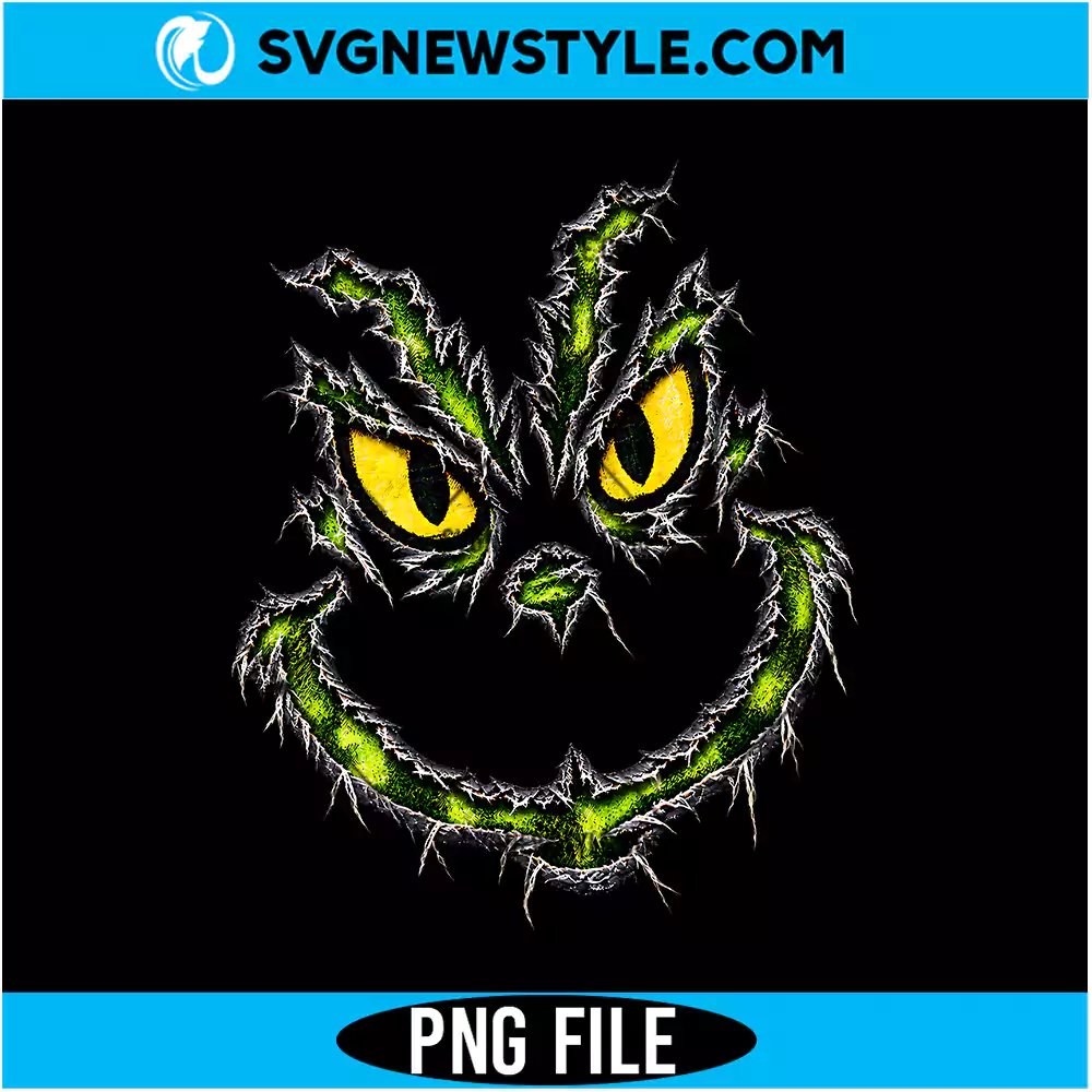 Grinch Face Outline PNG Digital Download for Christmas Sublimation 1 Grinch Face Outline PNG