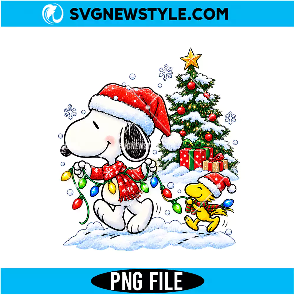 Holiday Snoopy Christmas Tree PNG Digital Download | Festive Holiday Cartoon Graphic 1 Holiday Snoopy Christmas Tree PNG