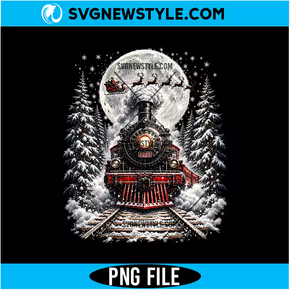 Christmas Train PNG Digital Download | Festive Holiday Locomotive Graphic 1 Christmas Train PNG