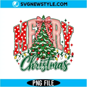 Christmas Tree Red Gingham Bow Polka Dot PNG