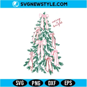 Christmas Tree Pink Bows SVG