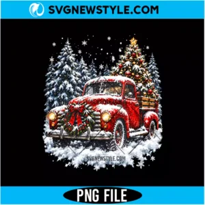 Vintage Red Truck Christmas Tree PNG