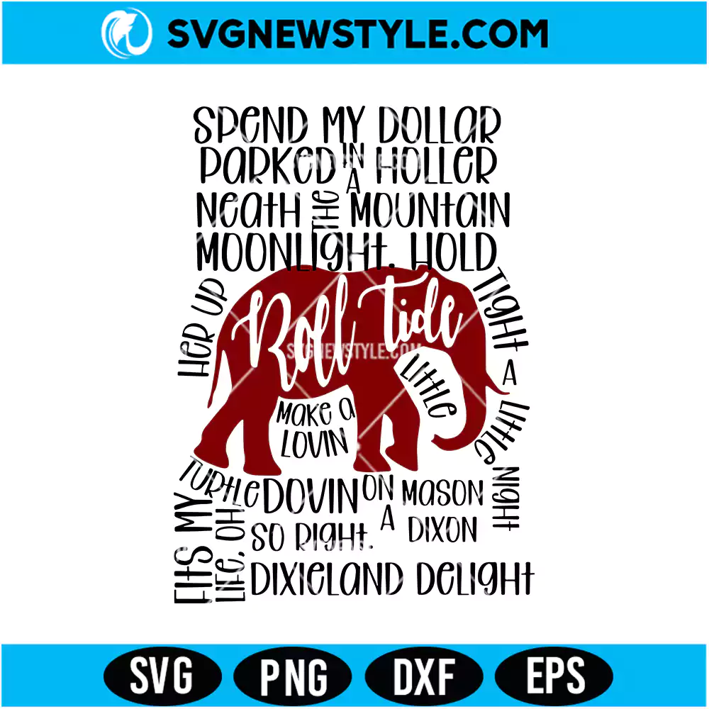 Dixieland Delight Roll Tide SVG Cut File Southern Game Day Design Digital Download 1 Dixieland Delight Roll Tide SVG