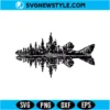 Pine Forest Fish Silhouette SVG Digital Download | Outdoor Fishing Cut File 2 Pine Forest Fish Silhouette SVG