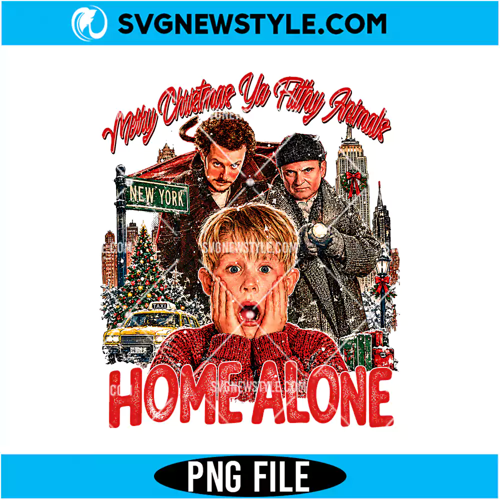 Retro Home Alone Merry Christmas PNG Digital Download for Sublimation 1 Home Alone Merry Christmas PNG