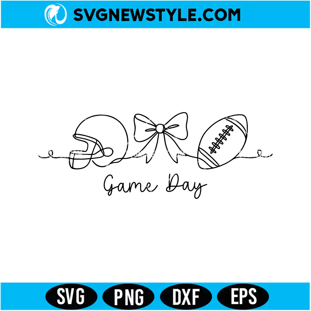 Coquette Football Svg Digital Download | Bow Football Season Cut File 1 Coquette Football Svg