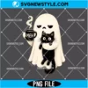 Ghost Holding Black Cat PNG Digital Download | Festive Spooky Cute Graphic 2 Ghost Holding Black Cat PNG