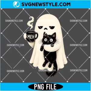 Ghost Holding Black Cat PNG