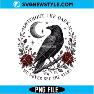 Gothic Raven Moon Roses PNG