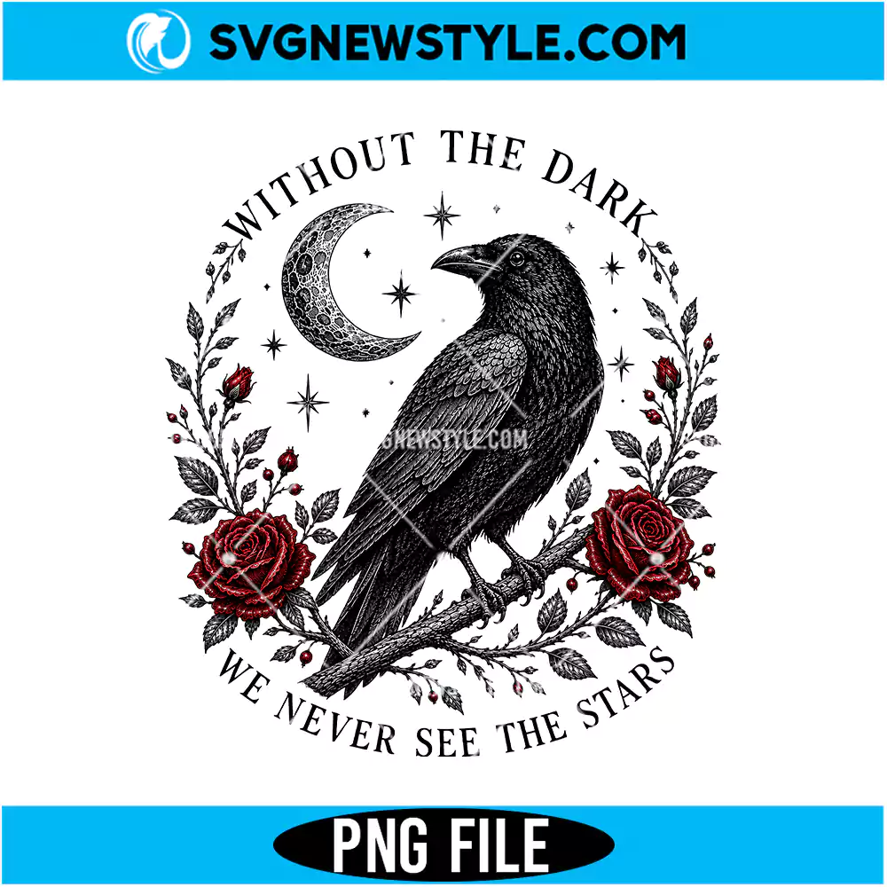 Gothic Raven Moon Roses PNG Digital Download Sublimation Design 1 Gothic Raven Moon Roses PNG