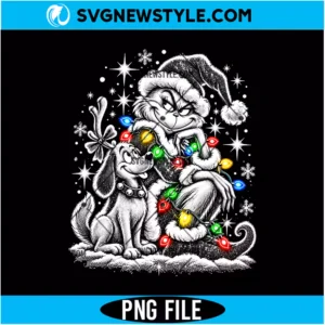 Grinch and Max Christmas Lights PNG