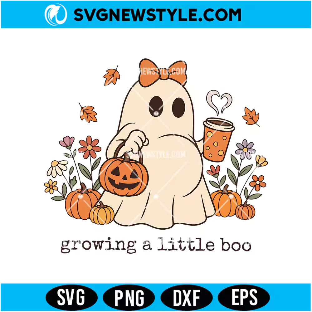 Growing A Little Boo Svg PNG Digital Download | Halloween Clipart 1 Growing A Little Boo Svg