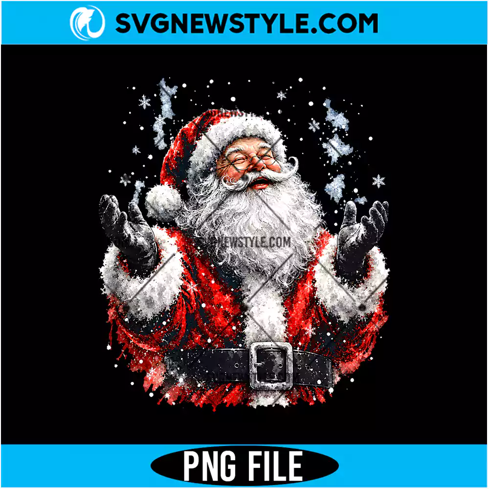 Happy Santa Claus PNG | Cute Retro Vintage Santa Holiday Sublimation Design for Shirts 1 Happy Santa Claus PNG