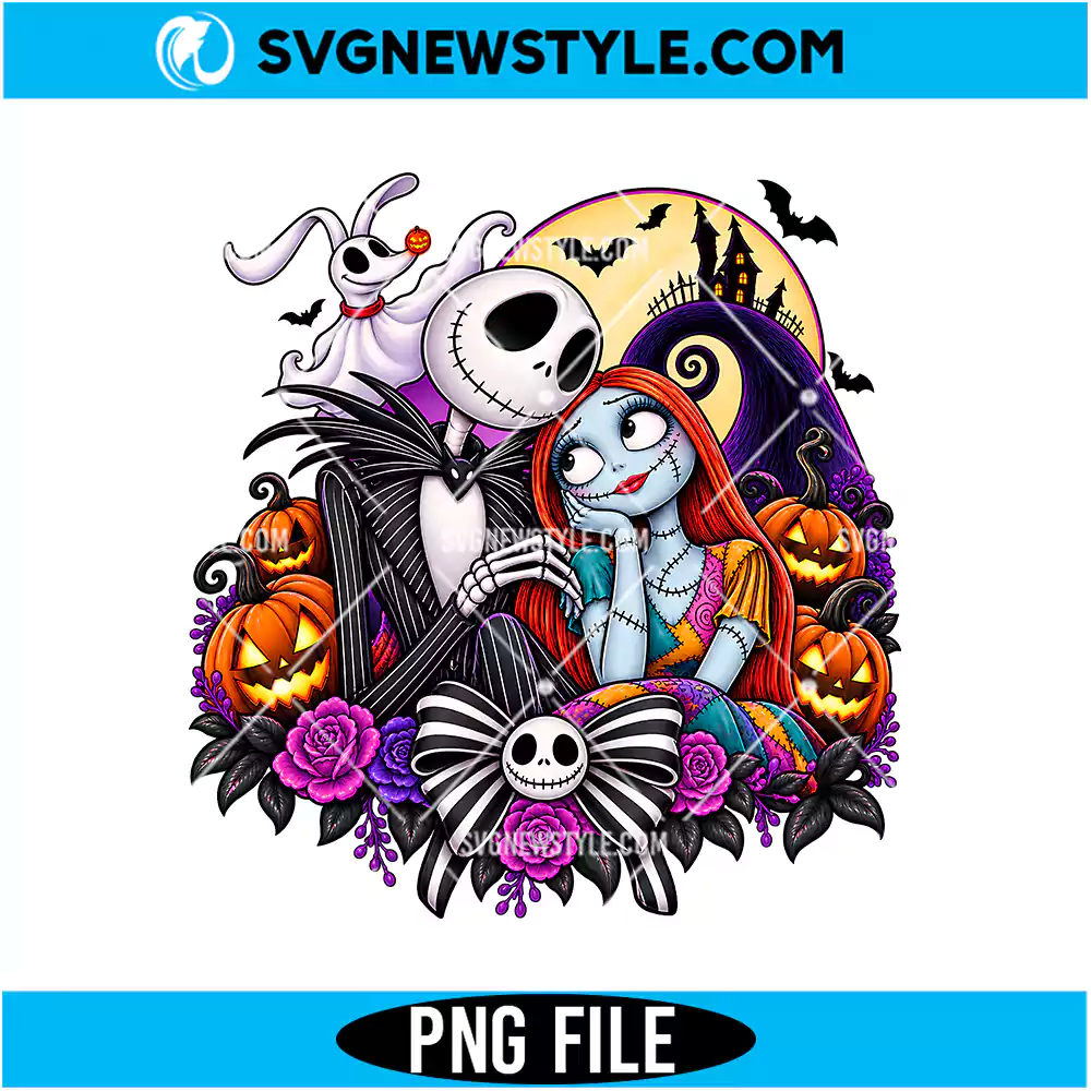 Jack Skellington Sally PNG Digital Download | Romantic Spooky Holiday Graphic 1 Jack Skellington Sally PNG