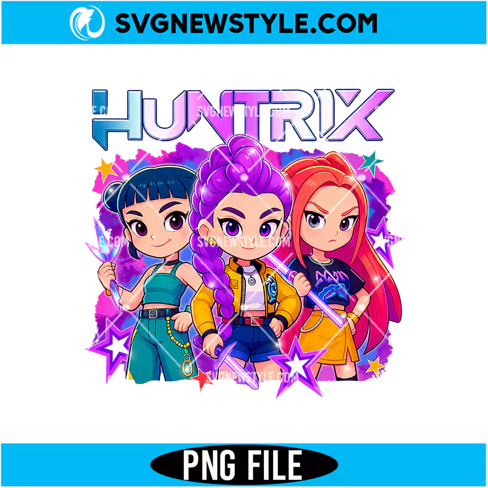 Huntrix Kpop Anime Girls PNG Digital Download | Trendy Anime Warrior Graphic 1 Huntrix Kpop Anime Girls PNG