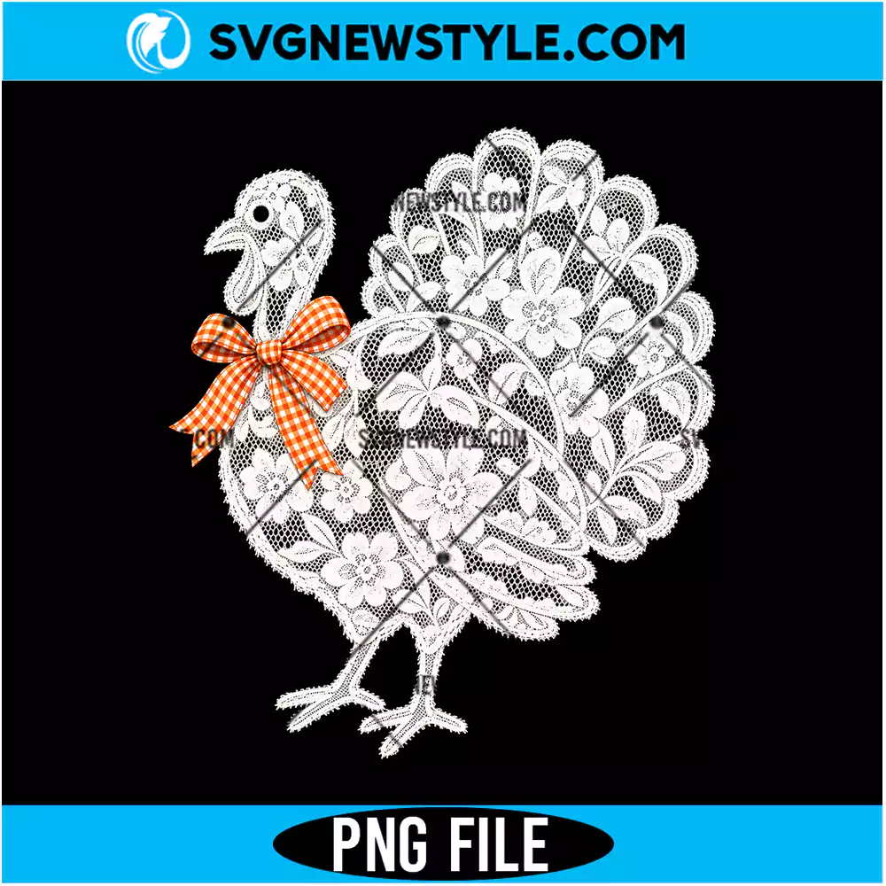 Lace Turkey PNG Digital Download | Festive Autumn Thanksgiving Graphic 1 Lace Turkey PNG