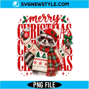 Merry Christmas Raccoon PNG