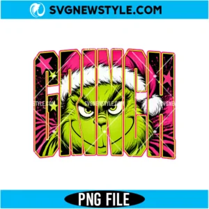 Neon Pink Grinch Face PNG