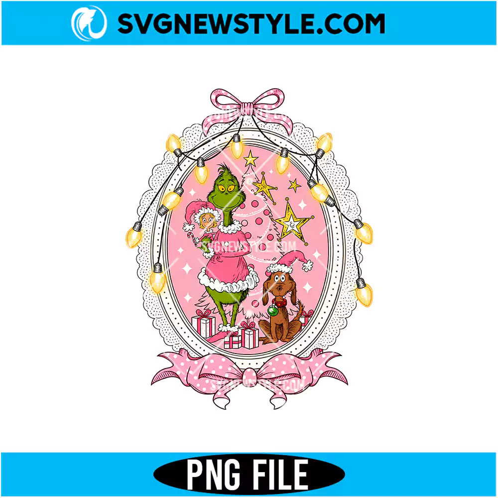 Pink Grinchmas Retro PNG | Grinchmas Retro Clipart, Digital Download 1 Pink Grinchmas Retro PNG