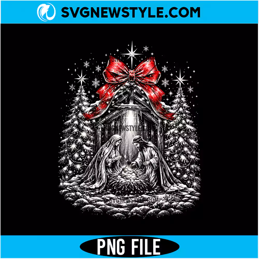 Preppy Halftone Christian Nativity Scene PNG Christmas Sublimation Design 1 Preppy Halftone Christian Nativity Scene PNG