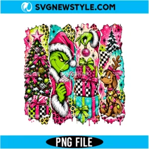 Preppy Pink Grinch Christmas PNG
