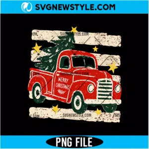 Red Christmas Truck Stripes PNG