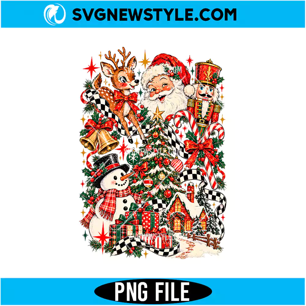 Retro Christmas Elements Collage PNG Digital Download | Festive Holiday Graphic 1 Retro Christmas Elements Collage PNG