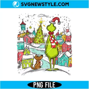 Grinch Retro Christmas Village PNG