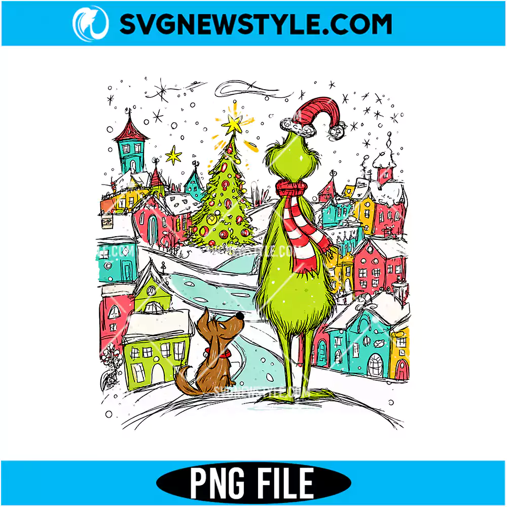 Grinch Retro Christmas Village PNG | Grinch Christmas Clipart, Digital Download 1 Grinch Retro Christmas Village PNG
