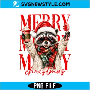 Retro Christmas Raccoon PNG File