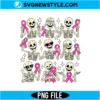 Ribbon Skeletons Halloween PNG | Cute Retro Spooky Pink Ribbon Skeleton Sublimation Design for Shirts 2 Ribbon Skeletons Halloween PNG