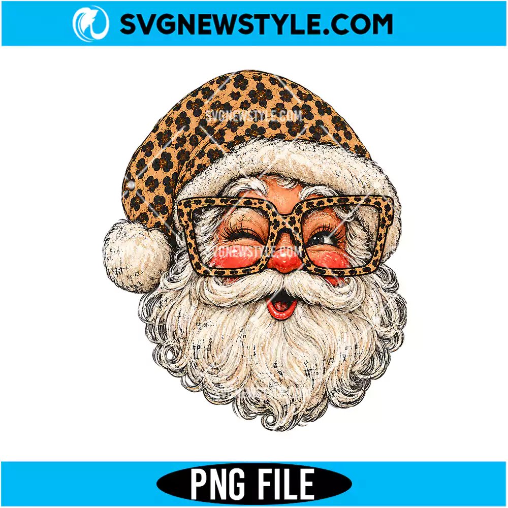 Cheetah Print Santa Claus PNG | Leopard Print Santa Sublimation Design for Shirts 1 Cheetah Print Santa Claus PNG