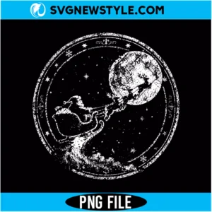 Santa Sleigh Stamp Monochrome PNG