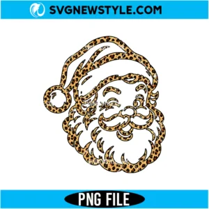 Leopard Print Santa Face PNG