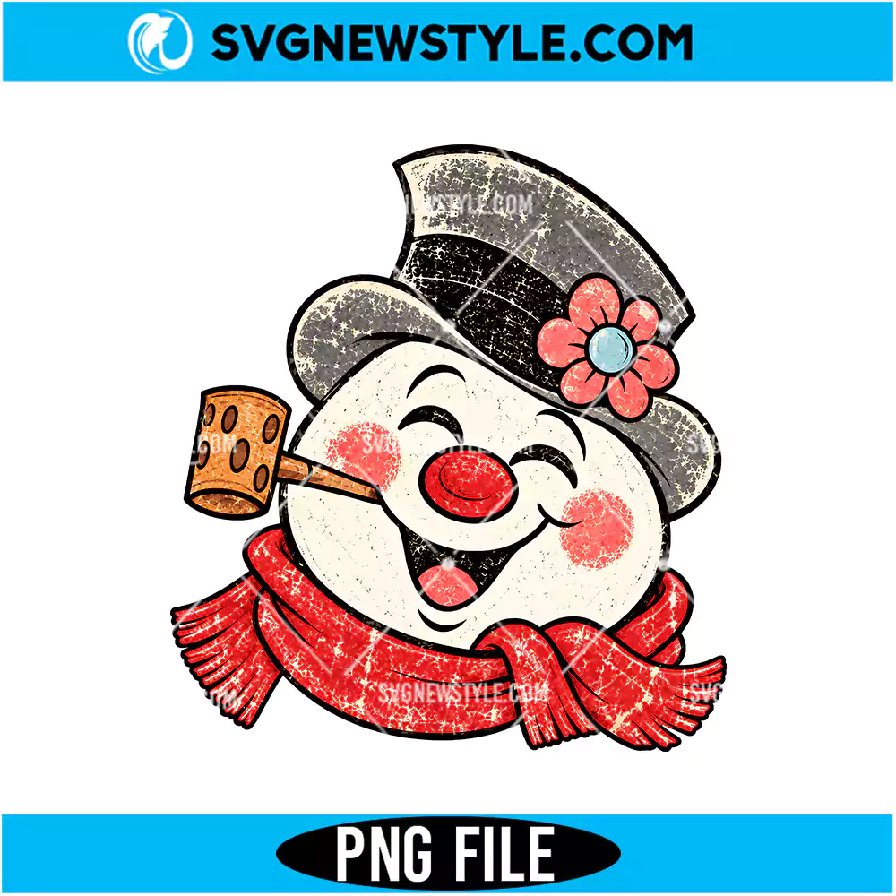 Retro Snowman PNG Digital Download | Festive Winter Holiday Graphic 1 Retro Snowman PNG